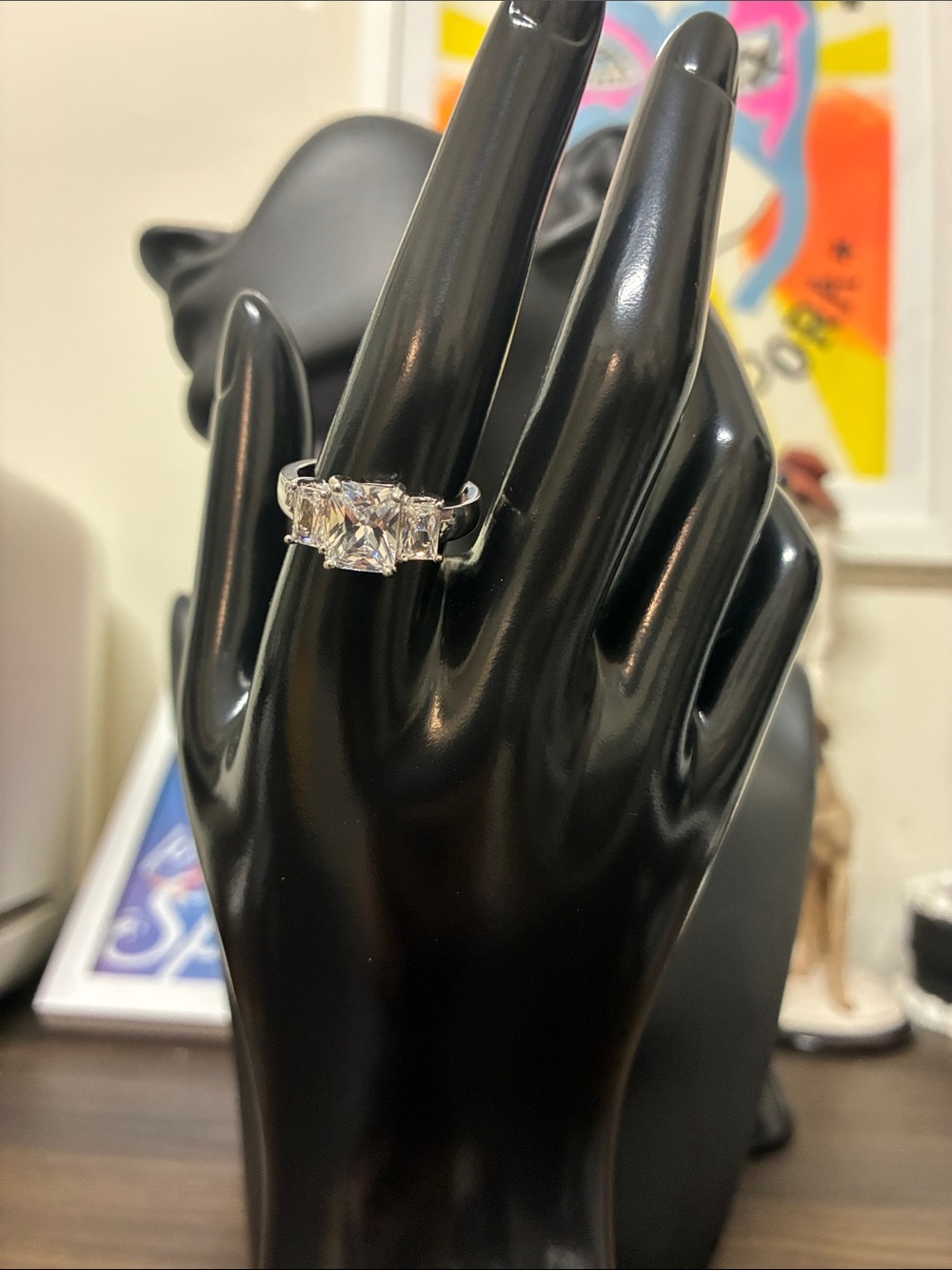 Vintage Y2K Sterling Silver Three-Stone Clear CZ Ring